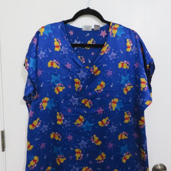 Disney Pooh Womens Small Vintage Winnie the Pooh Satin Blue Midi Nightshirt - Picture 3 of 4